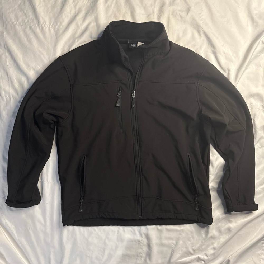 Mossi Apparel Black Full Zip Soft Shelled Jacket Size XL X-Large Multi Pocket